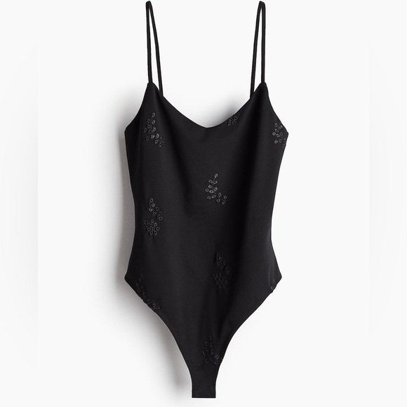 H&M Tops - H&M Black Bodysuit with Embellishments